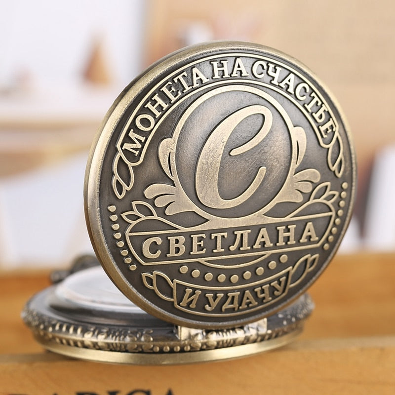 Russian Words Coins USSR Ruble Replica Quartz Pocket Watch