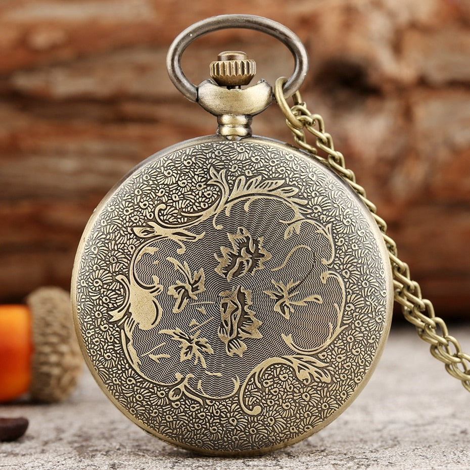 Bronze Harajuku Clock Lightning Quartz Pocket Watch