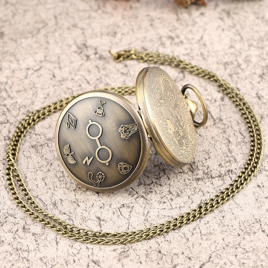 Bronze Harajuku Clock Lightning Quartz Pocket Watch