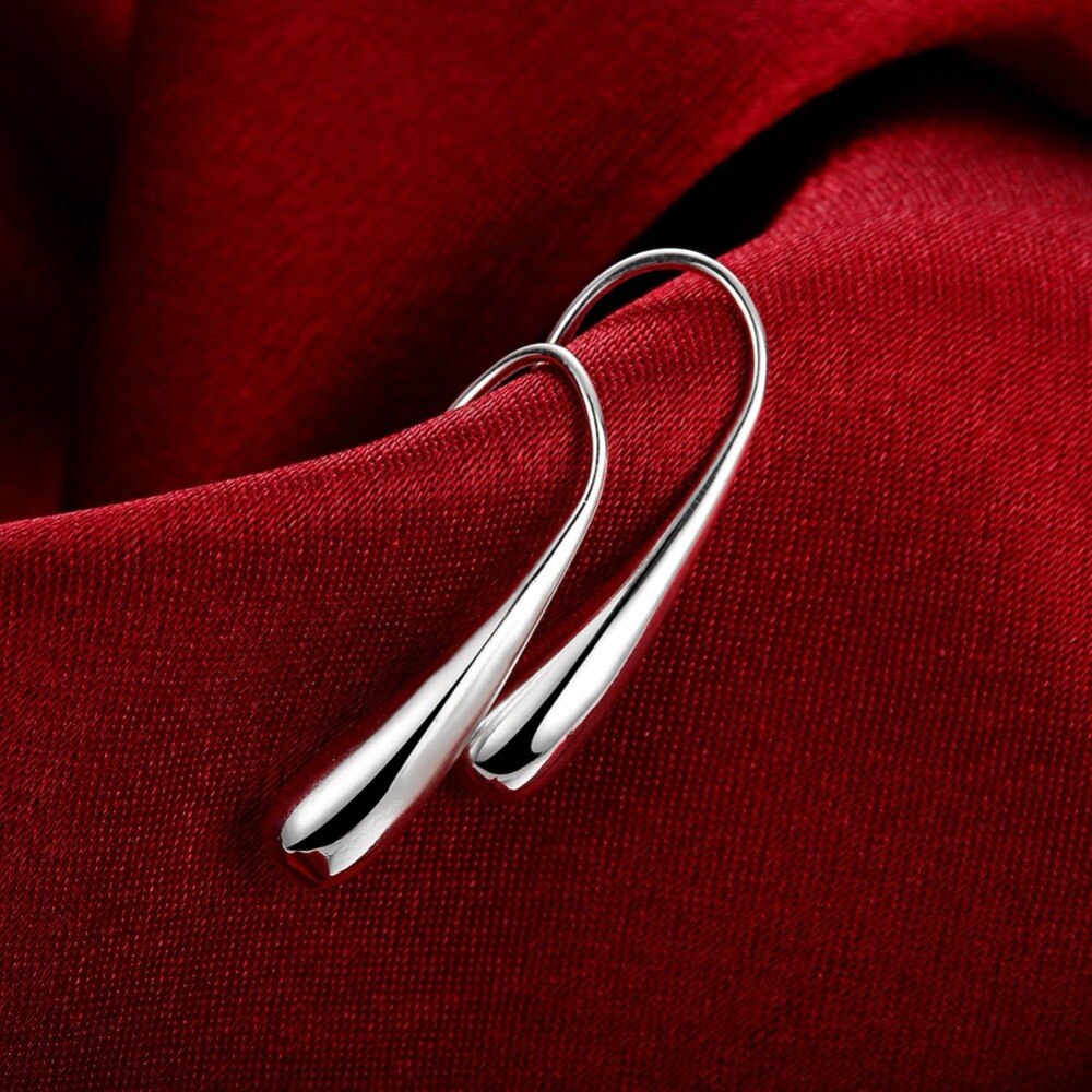 925 Sterling Silver Simple Fashion Water droplets Earrings For Women