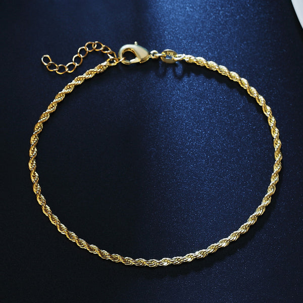 Pulsera clásica de tobillo con cadena fina y torcida para mujer