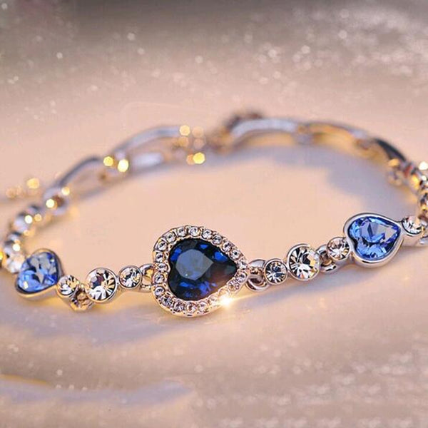 Pulsera de mujer con cristales y diamantes de imitación en color azul océano