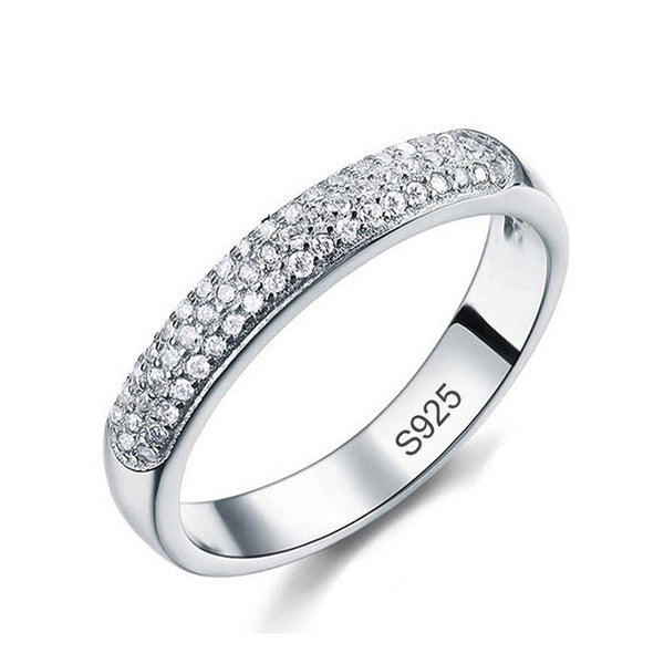 Luxury Full AAA Zircon Rings For Women Silver Color Band Rings