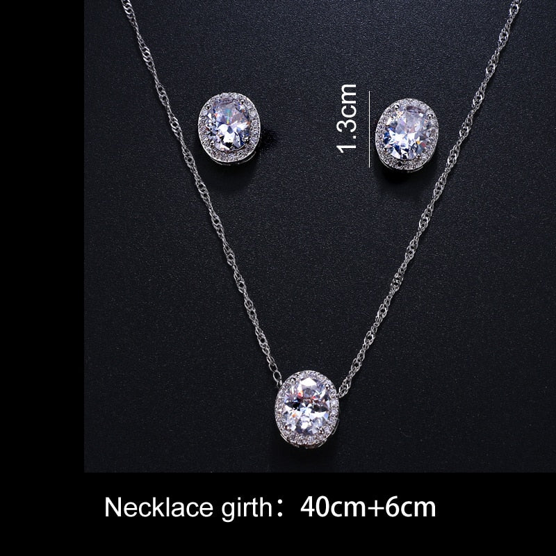 Oval Cubic Zirconia Wedding Jewelry Sets