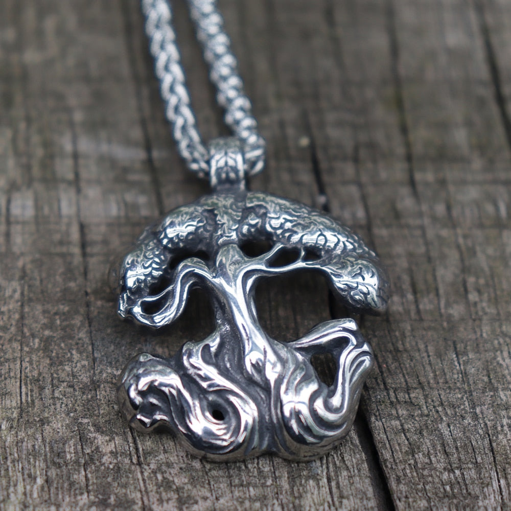 Viking Nordic Tree of Life World Tree Stainless Steel Pendant Necklace