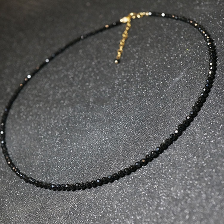 Simple Black Beads Short Necklace