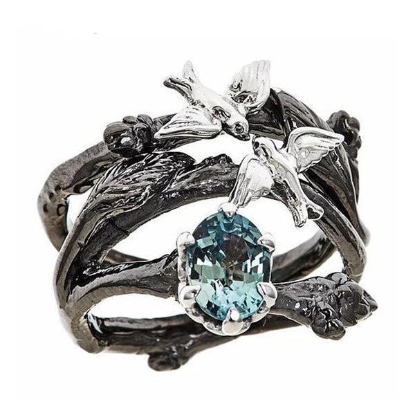 Anillo romántico de circonita cúbica azul