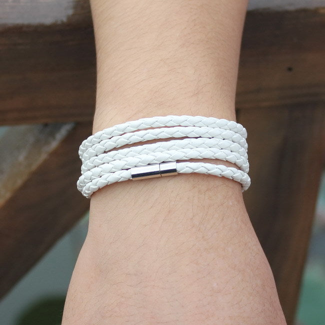 black retro Wrap Long leather bracelet