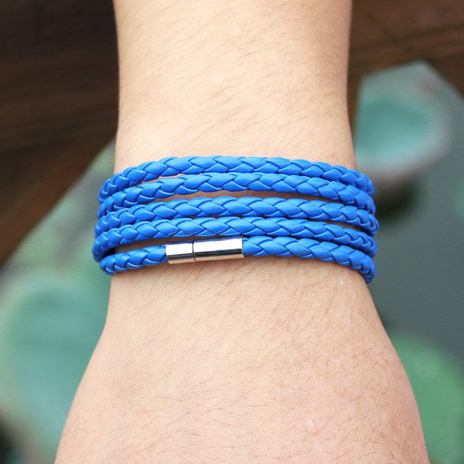 black retro Wrap Long leather bracelet