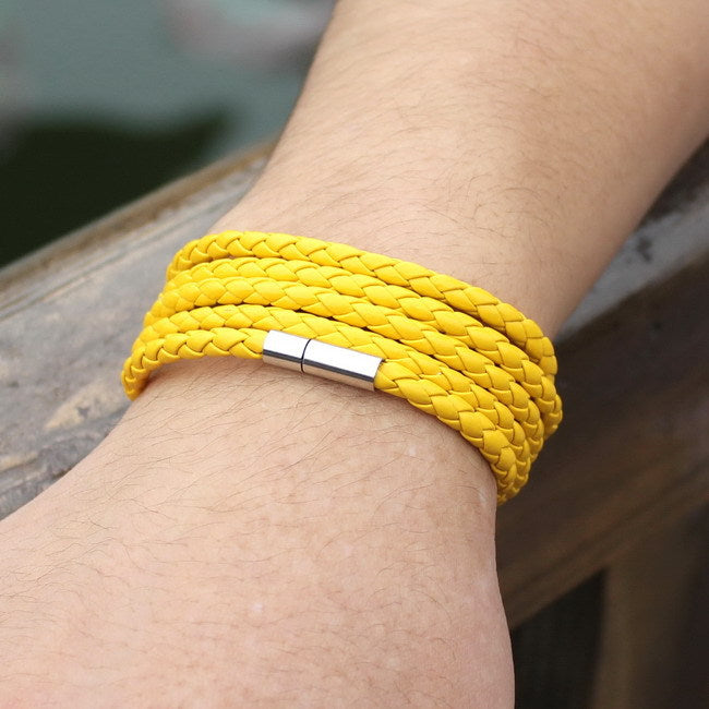 black retro Wrap Long leather bracelet