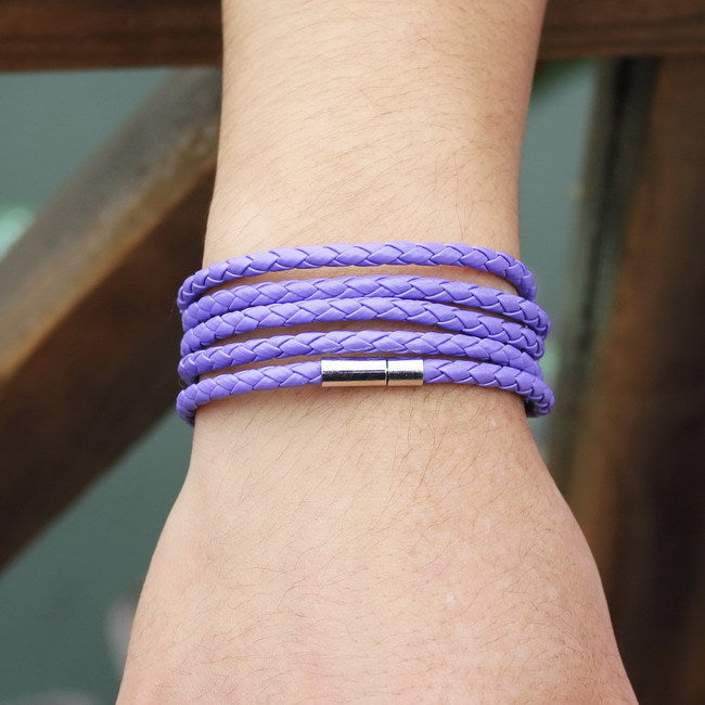 black retro Wrap Long leather bracelet