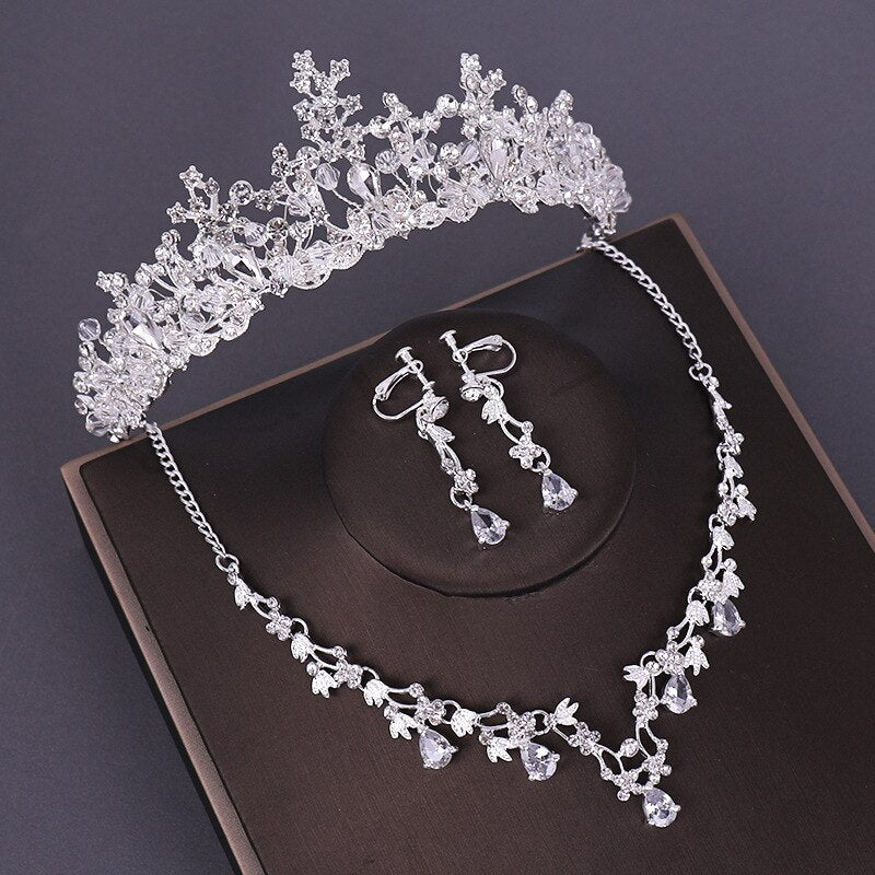3PCS Crystal Bridal Wedding Costume Jewelry Sets
