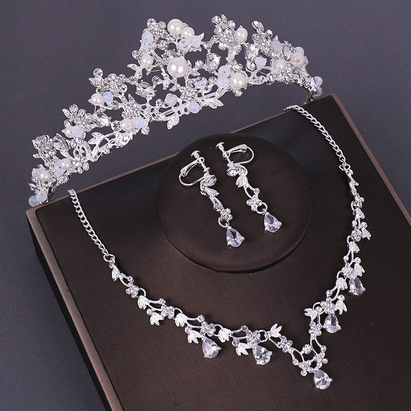 3PCS Crystal Bridal Wedding Costume Jewelry Sets
