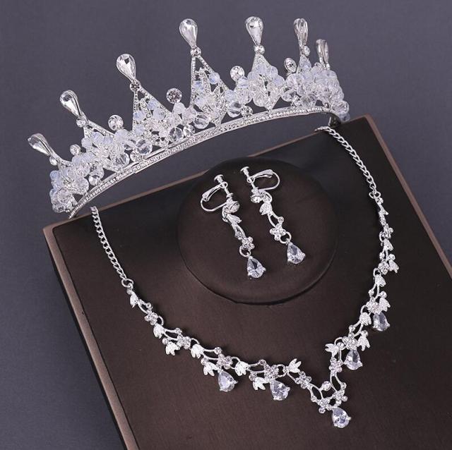 3PCS Crystal Bridal Wedding Costume Jewelry Sets