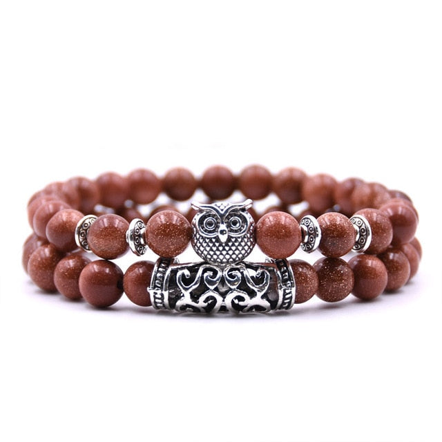 Owl Bracelet Jewelry Stone Bracelets Men Women