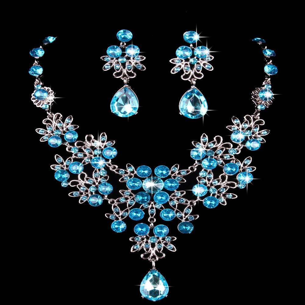 Multiple Colors Water Drop Wedding Bridal Formal Party Prom Jewelry Sets