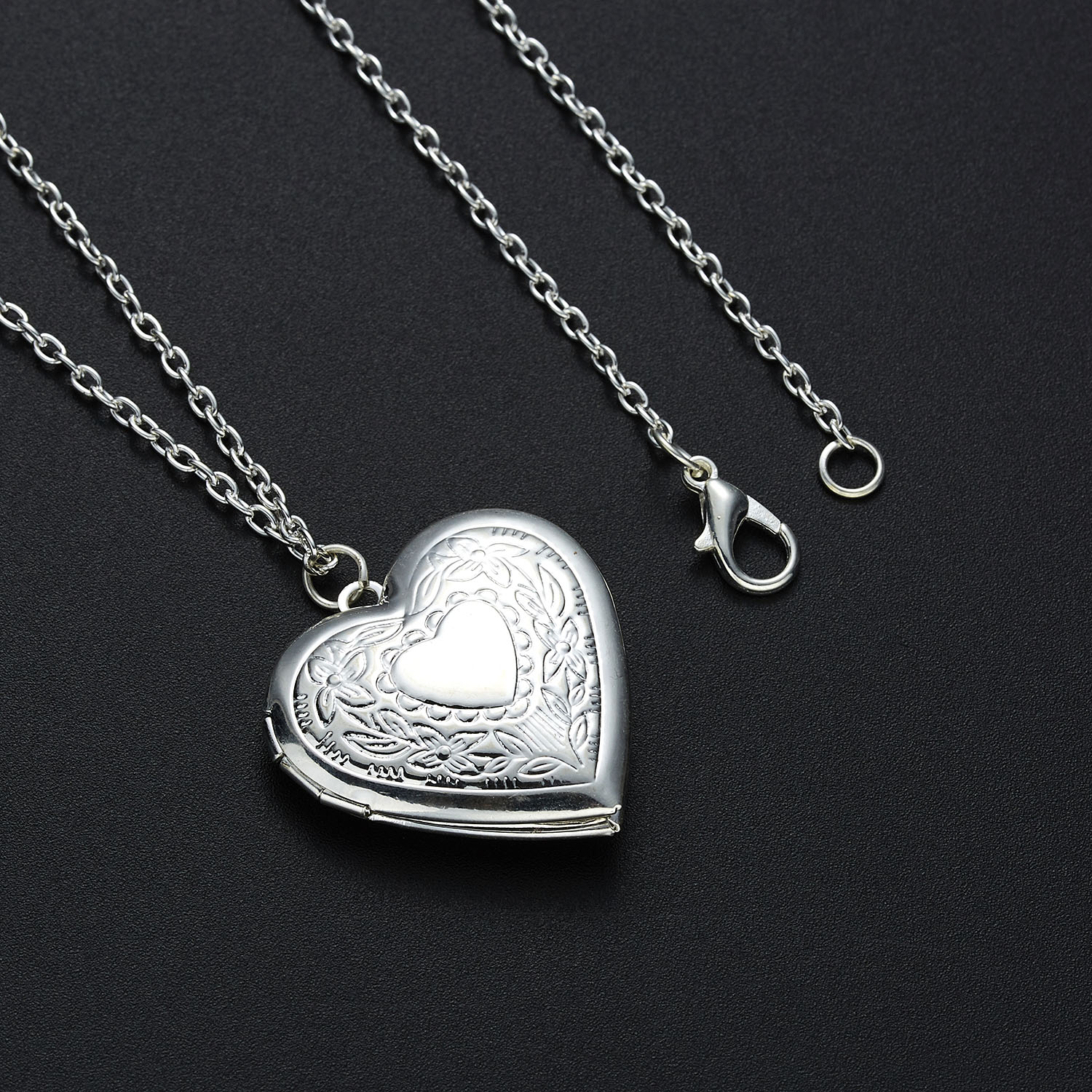 Silver Color Love Heart Locket Pendants