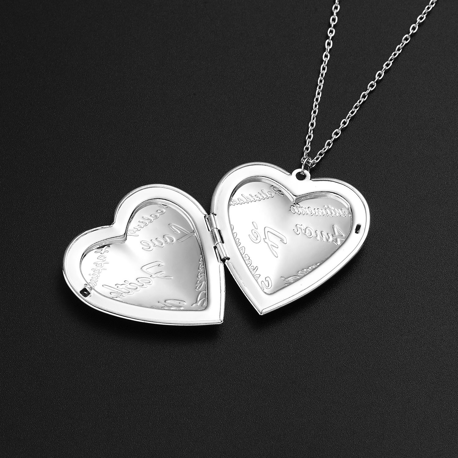 Silver Color Love Heart Locket Pendants