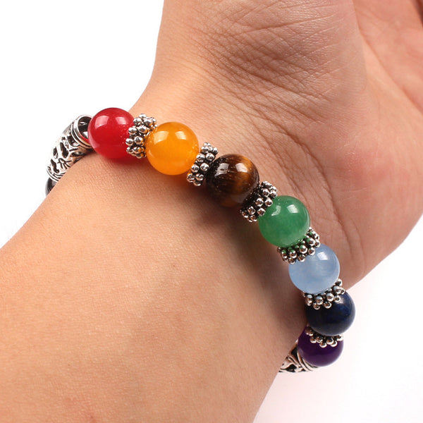 Pulseras de 7 chakras de 10 mm con cristales de piedra