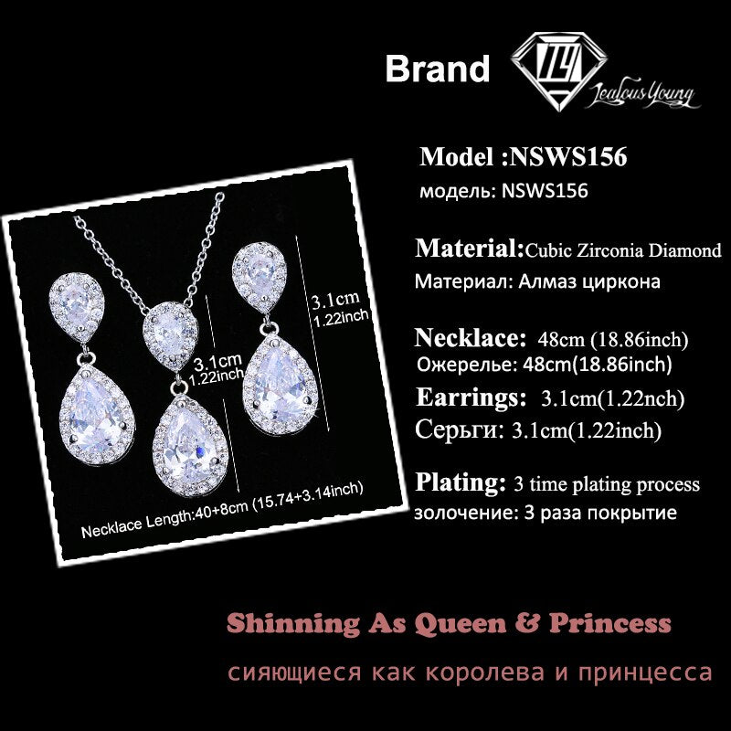 Luxury Double Drop Water Zirconia Jewelry Sets