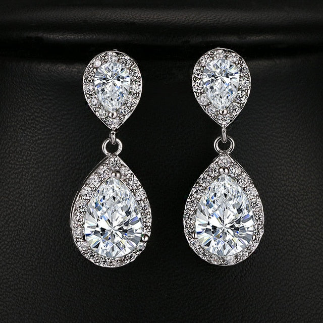 Luxury Double Drop Water Zirconia Jewelry Sets