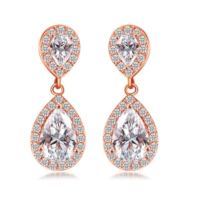 Luxury Double Drop Water Zirconia Jewelry Sets