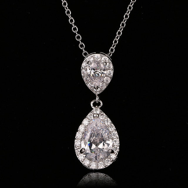 Luxury Double Drop Water Zirconia Jewelry Sets