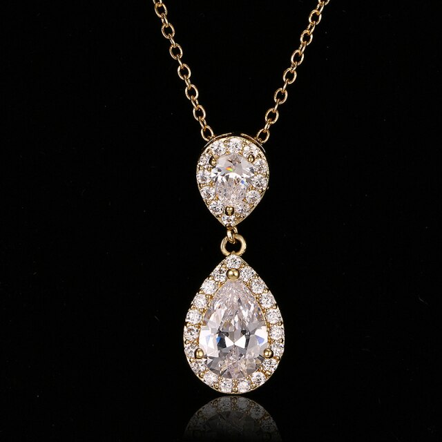 Luxury Double Drop Water Zirconia Jewelry Sets