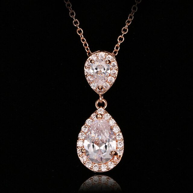 Luxury Double Drop Water Zirconia Jewelry Sets