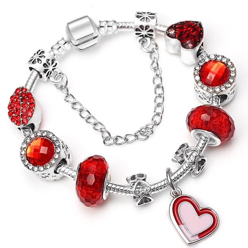 Vintage Silver Color Charms Bracelets for Women