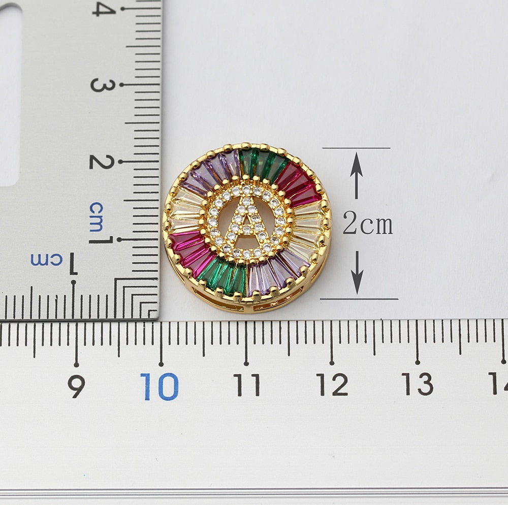Rainbow Gold Micro  A-Z Initials Letter Pendant Necklaces