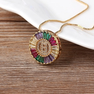 Rainbow Gold Micro  A-Z Initials Letter Pendant Necklaces