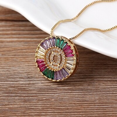 Rainbow Gold Micro  A-Z Initials Letter Pendant Necklaces