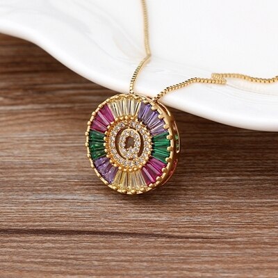 Rainbow Gold Micro  A-Z Initials Letter Pendant Necklaces