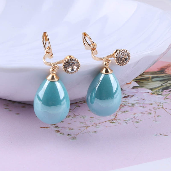 Pendientes de resina con forma de gota de agua de lujo para mujer, en colores primaverales y brillantes.