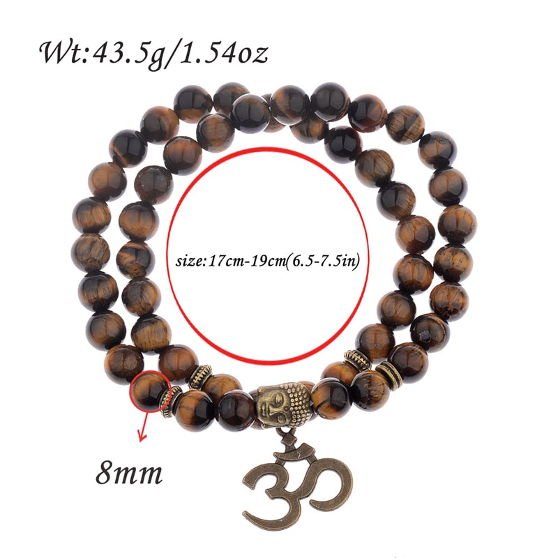 Retro Buddha Bead   Men Black Natural Stone Chakra Bracelets