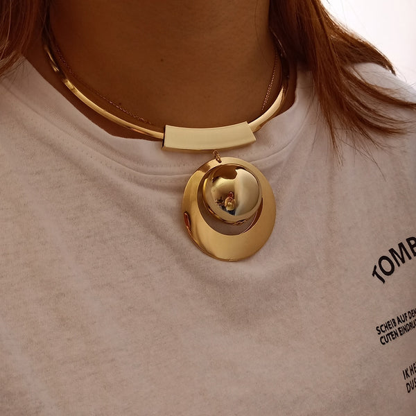 Gold Color Big Beads Choker Necklace Pearl Jewelry Sets