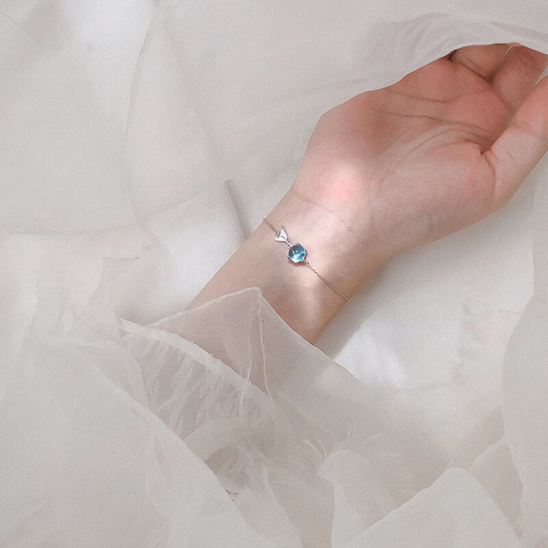 Blue Bubble Mermaid Tail Silver Plated Bracelet for Women