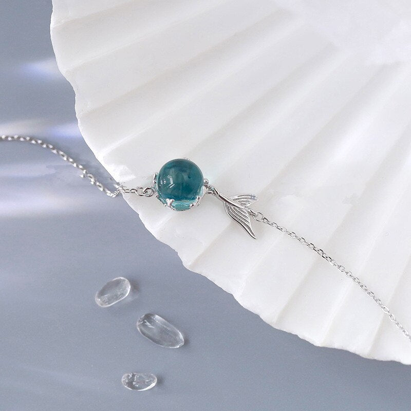 Blue Bubble Mermaid Tail Silver Plated Bracelet for Women