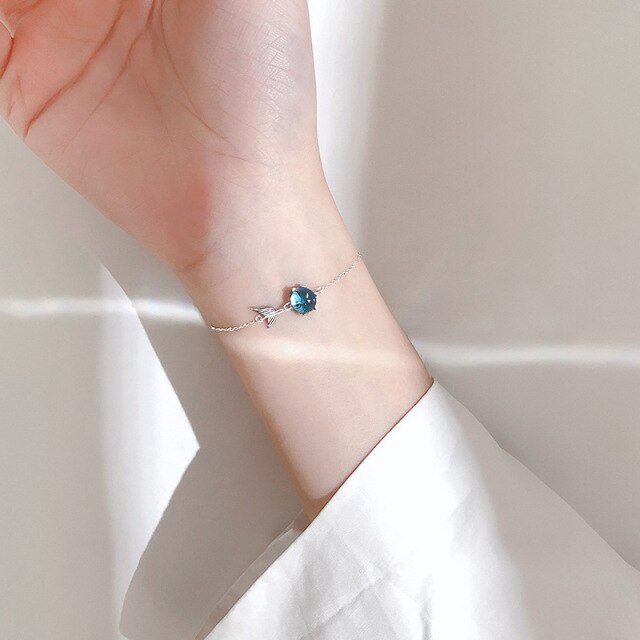 Blue Bubble Mermaid Tail Silver Plated Bracelet for Women