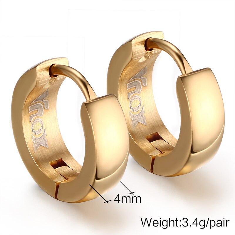 Men Punk Stainless Steel Huggie Small Earrings 4 Color