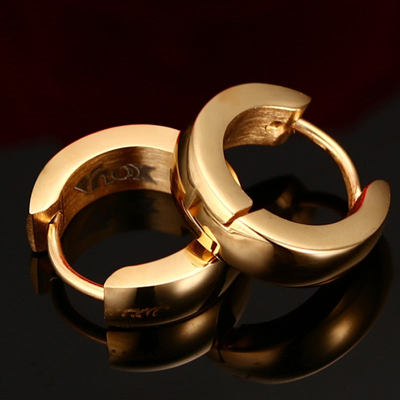 Men Punk Stainless Steel Huggie Small Earrings 4 Color
