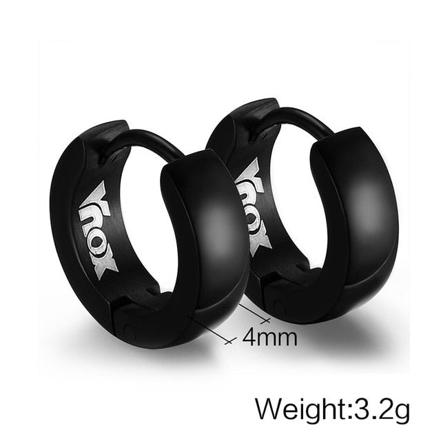 Men Punk Stainless Steel Huggie Small Earrings 4 Color