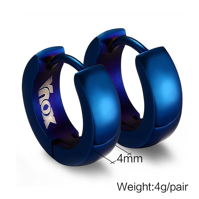 Men Punk Stainless Steel Huggie Small Earrings 4 Color