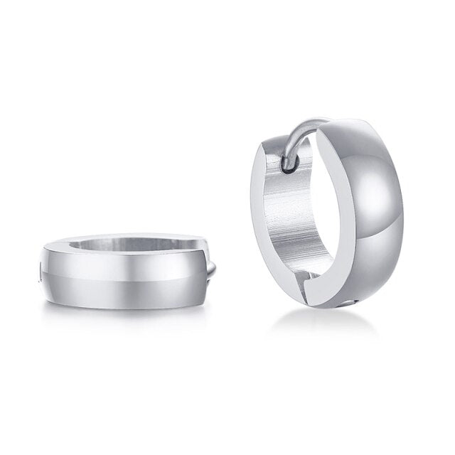 Men Punk Stainless Steel Huggie Small Earrings 4 Color