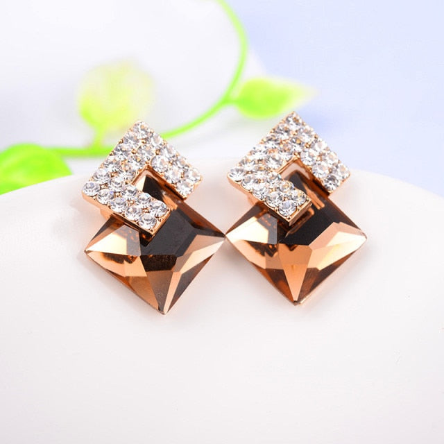 New Geometric Square Crystal Stud Earrings For Women – Gofaer Finds store!