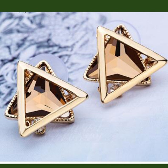 Geometric Square Crystal Stud Earrings For Women