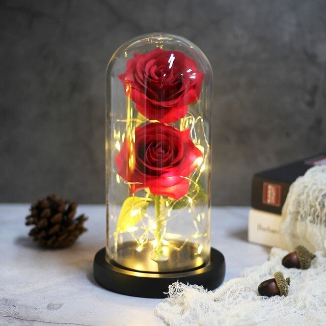 Beauty And Beast Two Rose Flower In Flask