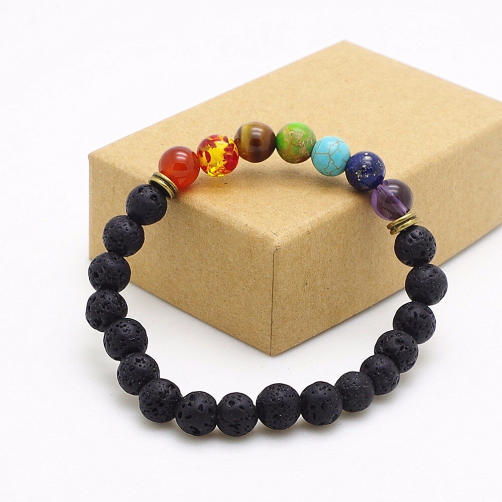 Lava Rock 7 Chakra  Balance Bracele