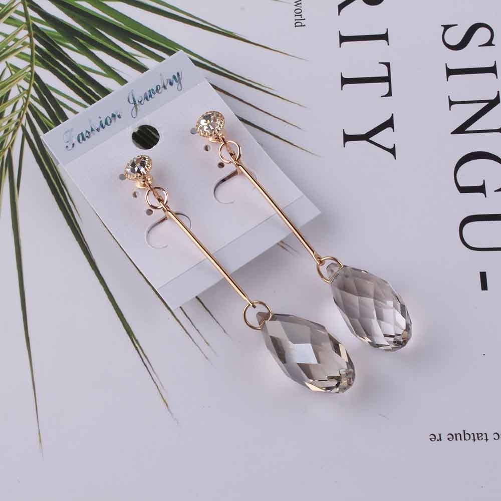 Trendy Long crystal Clip On Earrings Without Piercing Women Earring